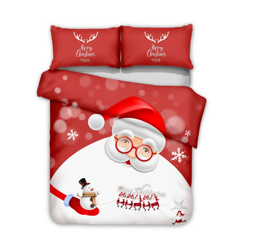 3D Рождественский подарок Постельный набор Санта Клаус кровать льняная хлопчатобумажная ткань пододеяльник набор Король Королева двойной размер сахарный череп - Цвет: 2