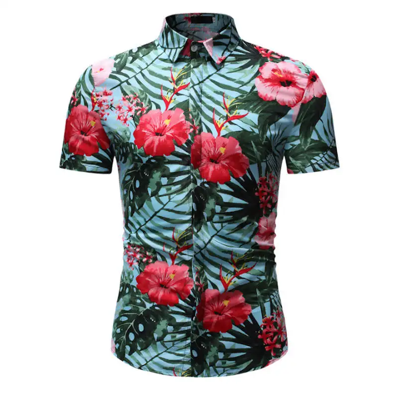 Мужские Гавайские рубашки мужские повседневные Camisa Masculina печатные пляжные рубашки мужская рубашка навыпуск с ярким рисунком короткий рукав Летняя Праздничная рубашка - Цвет: HZ16