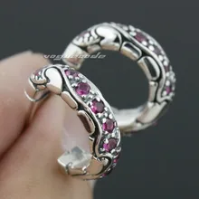 Стерлингового серебра 925 Красный CZ Мужская Байкер Рокер серьга 8M017(2 шт