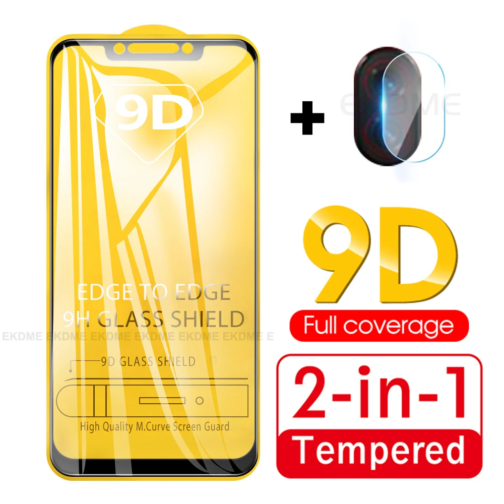 

2 in 1 Full Cover Glass For Xiaomi Poco F1 For Xiaomi Pocophone F1 9D Front Screen Protector Glass + Back Camera Lens Glass Film