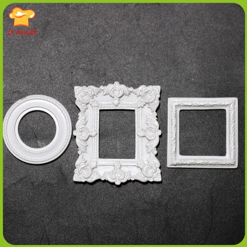 

LXYY2016 Silicone double sugar anaglyph DIY circle A rectangle Retro frame cake decoration frame mold