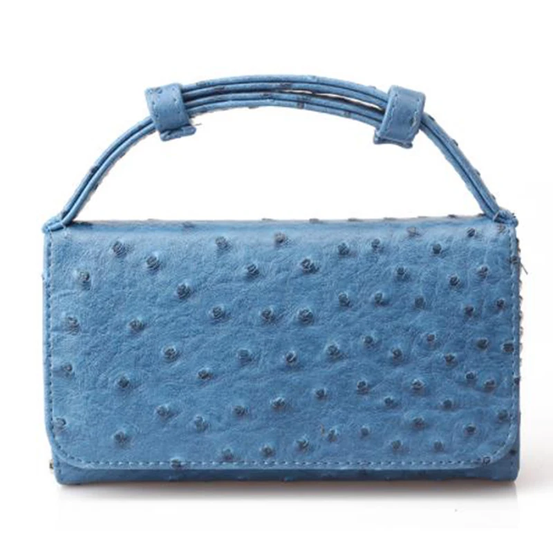 جديد حقيقية حقائب يد جلدية الماركات الفاخرة WomenTote النعامة نمط حقيبة ساع سلسلة حقائب كتف الإناث حزب حقيبة صغيرة