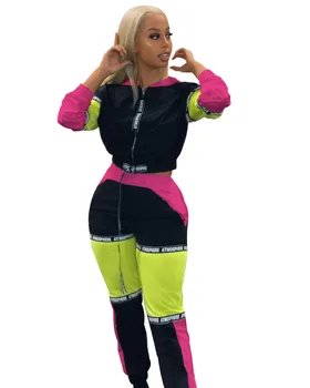 

Spring Summer Women Two Piece Set Top and Pants Plus Size Outfits Tracksuit Sweatsuit Patchwork Active Sets