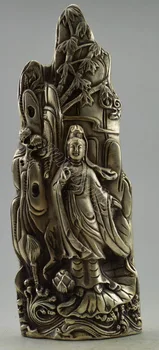 

Crafts statue Decorate Old Handwork Tibet Silver Carve Kwan-yin On Mountain Statue