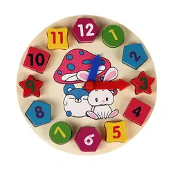 Деревянные животные Мультяшные Пазлы обучающая игрушка для детей цифровые деревянные 12 номеров Часы из бисера геометрические Пазлы