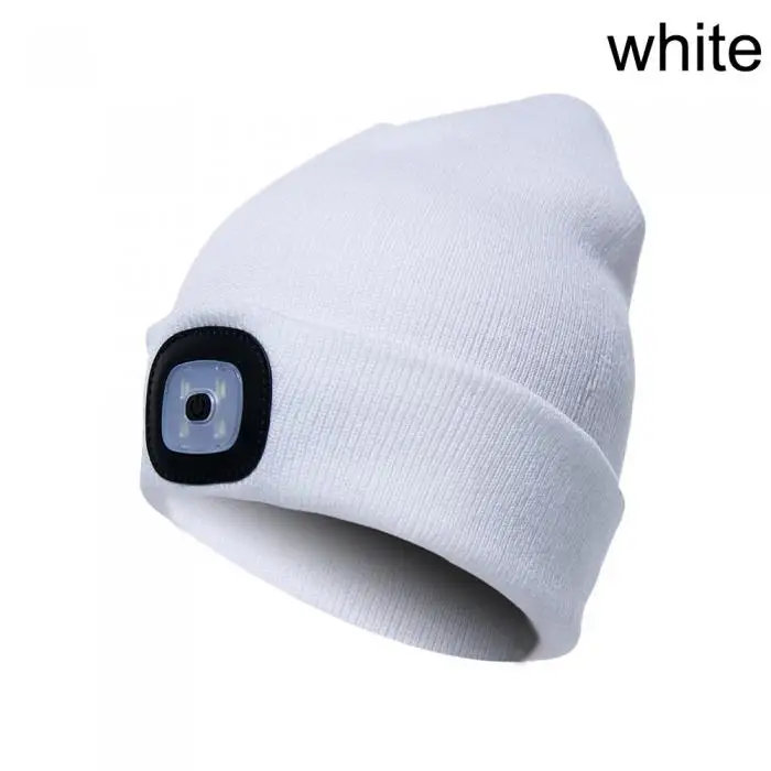 Мода 1 шт яркий 4 светодиодный зимняя теплая шапочка Кепка шапка унисекс USB Перезаряжаемые походный фонарик Пеший Туризм HSJ88