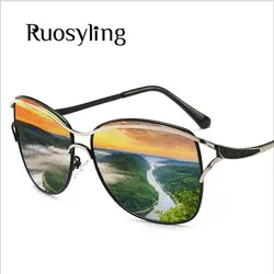 Ruosyling поляризационные солнцезащитные очки для женщин для UV 400 Мода Модные женские Защита от солнца Очки Пилот черный рамки