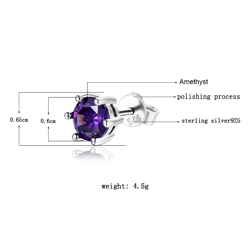 Натуральные фиолетовые серьги с аметистом для женщин,, 925 пробы серебряные ювелирные изделия, Круглые кристаллы, свадебные подарки