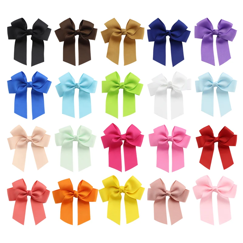 20pcsset Baby Girl Solid Bow Hair Pin With Fully Wrapped Bowknot Hair Clip Alligator baby Ribbon hairpin Kids Hair Accessories (2)