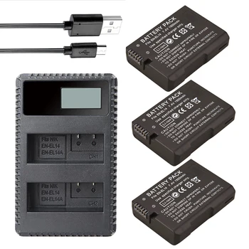 

3 Pc EN-EL14 EN EL14 EL14 Bateria Battery+LCD USB Charger for Nikon P7800 P7700 P7100 P7000 D5500 D5300 D5200 D3200 D5600 D3400