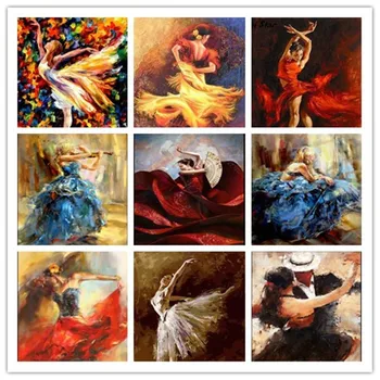 

TOUOILP Needlework full embroidery painting cross stitch flower diy diamond painting kits crystal square diamond Red dress dance