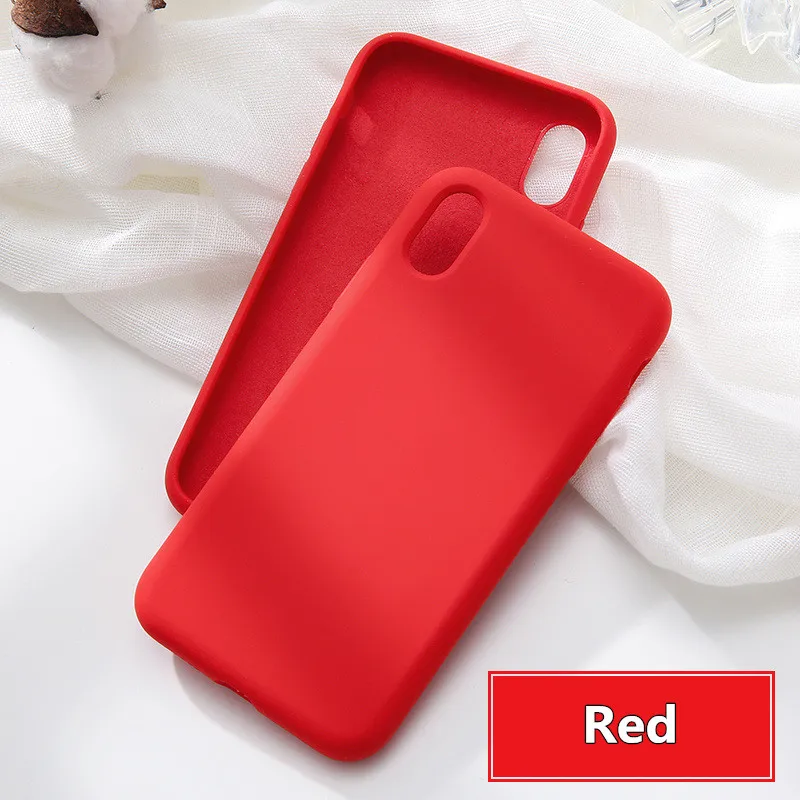 Original Simple Color Silicone Phone Case for iPhone 6 6S 7 8 Plus Cute Candy Color Soft Back Cover for iPhone XR XS Max Cases - Цвет: Красный
