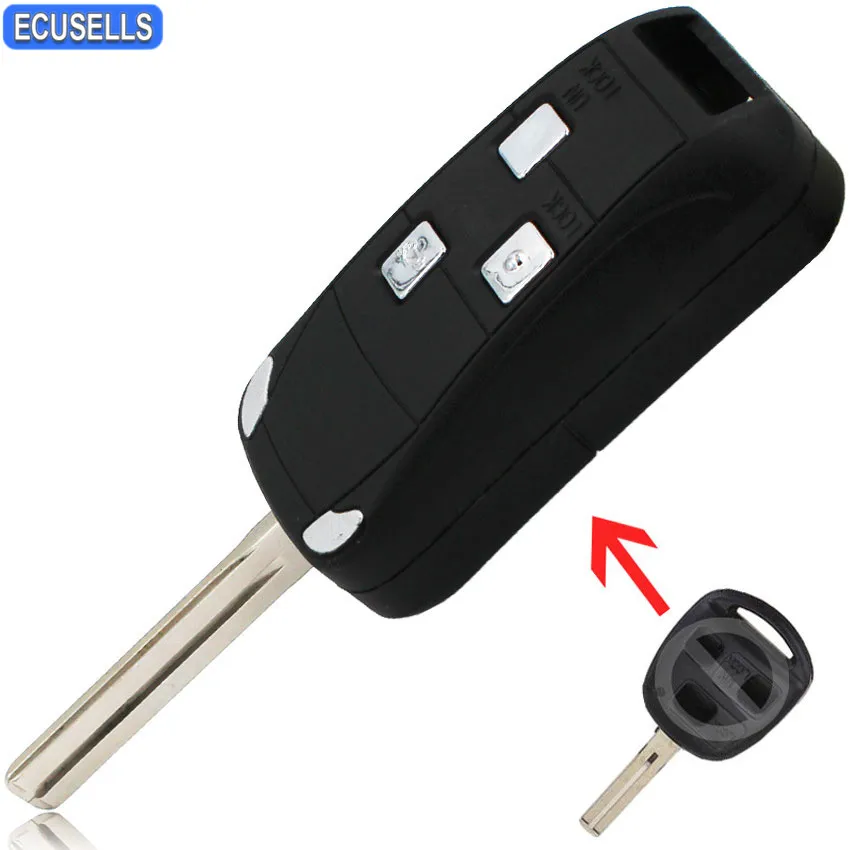 3 Button Flip Car Key Housing Folding Remote Key Case Shell for Lexus