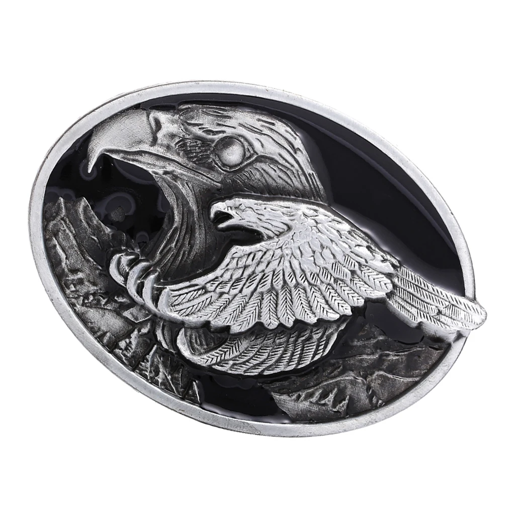 Stylish Hip Hop Flying Eagle Engraved Oval Belt Buckle Western Indian Cowboy Cowgirl Jeans Accessories