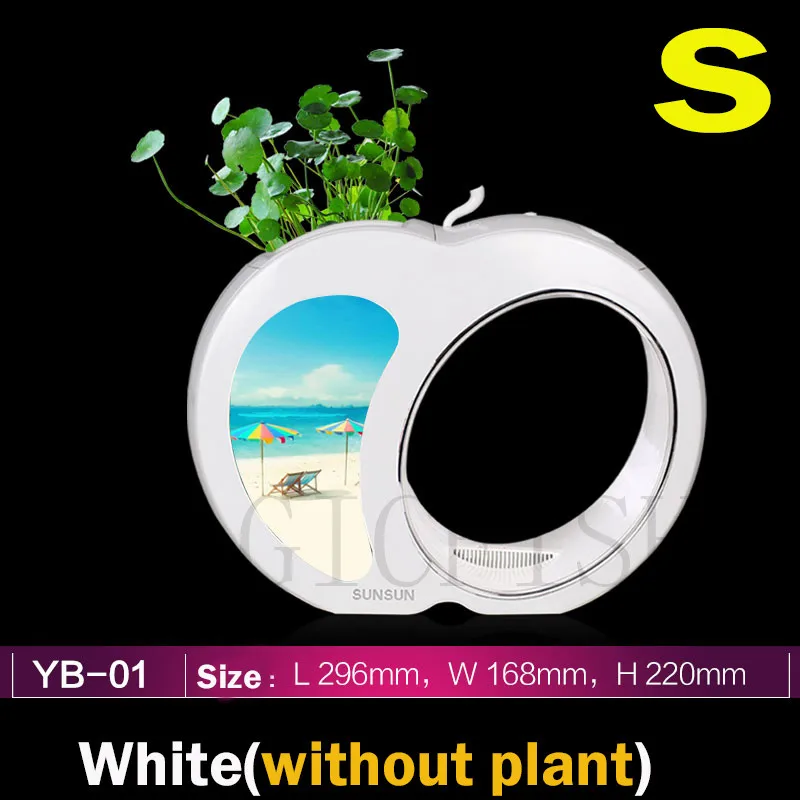 SUNSUN экологический интеграционный фильтр для аквариума, светодиодный светильник, мини нано-резервуар, офисный аквариум 3л, 110 л, 240 В-в - Цвет: 3L white