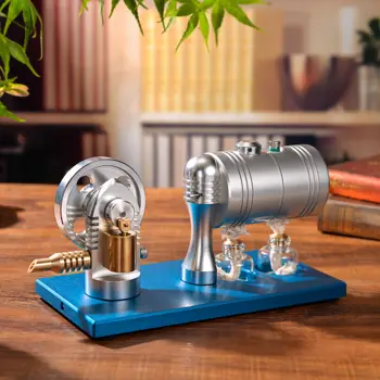 

Metal Bootable Steam Engine Model Retro Stirling Engine Kids Model Building Kits with Heating Boiler Alcohol Burner New