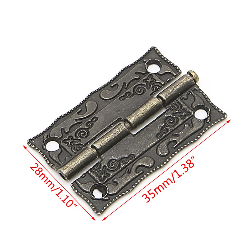 2pcs Antique Bronze Cabinet Furniture Door Drawer Jewellery Box Hinges 35x28mm