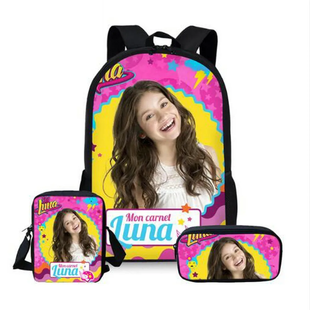 صورة مخصصة 3 قطعة/المجموعة الصويا لونا الطباعة الحقائب المدرسية فتى المدرسة الظهر الكتف Bagpack الأطفال حقيبة الكتب