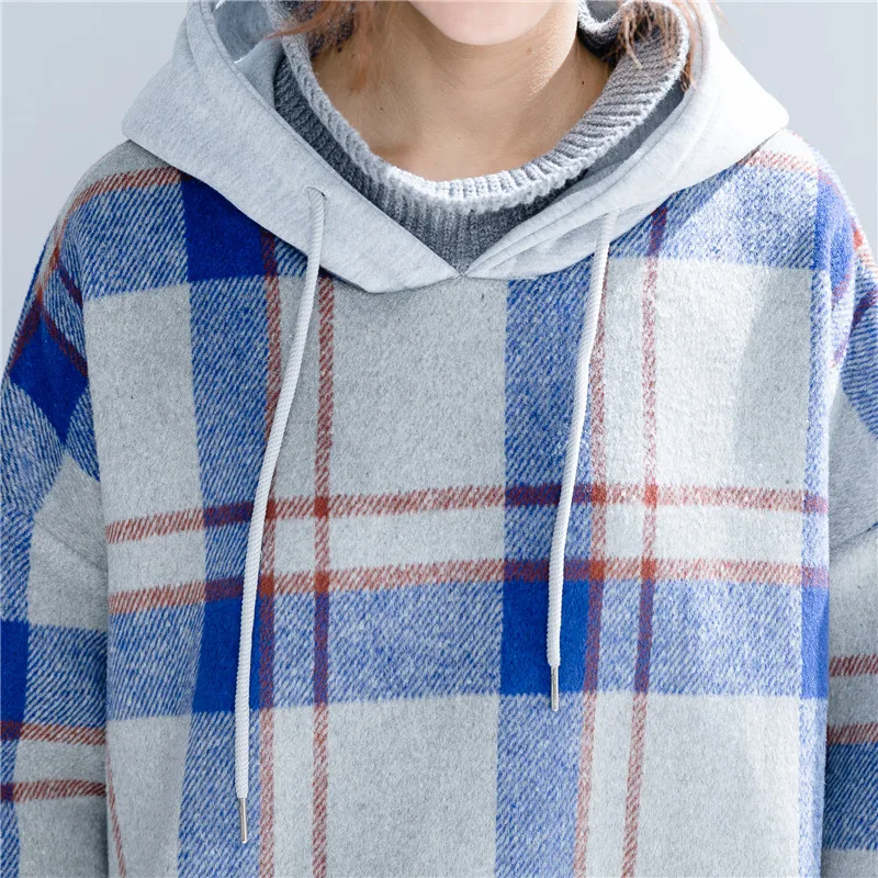 QoerliN Fake Two Piece Hoodies Sweatshirts Large Size Women Autumn Spring Long Sleeve Big Size Loose Pullovers Casual Ladies Hot QoerliN Fake Two Piece Hoodies Sweatshirts Large Size Women Autumn Spring Long Sleeve Big Size Loose Pullovers Casual Ladies Hot