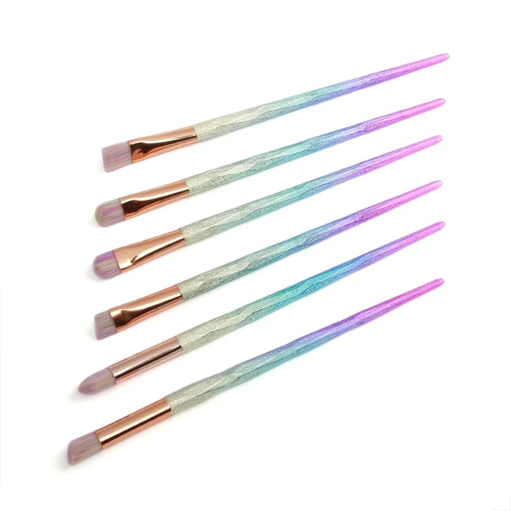 7 Pcs Glitter Gradient Color Handle Makeup Brushes Set Powder Foundation Eyebrow Face Make Up Brush Cosmetic Tool Kit (6)