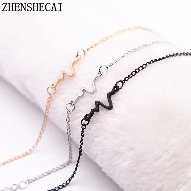 Simple Heartbeat Bracelet Fashion Jewelry 3 Colors Gift Exquisite Simple Heartbeat Bracelet Fashion Jewelry 3 Colors Gift Exquisite Bangle And Women Men Top Quality