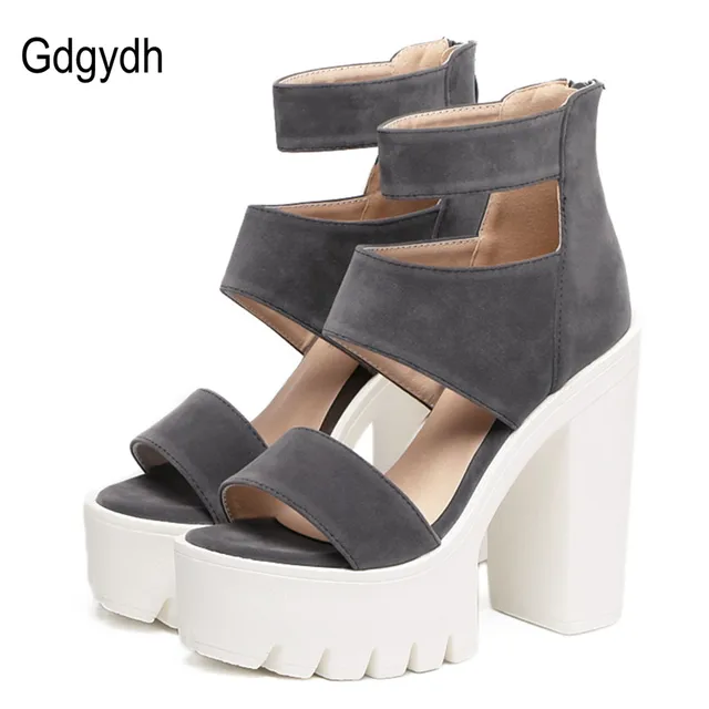 Gdgydh Fashion Summer Shoes Gladiator Women Sandals Casual Cut-outs Open Toe Thick Heels 13cm Female Gladiator Shoes High Heels