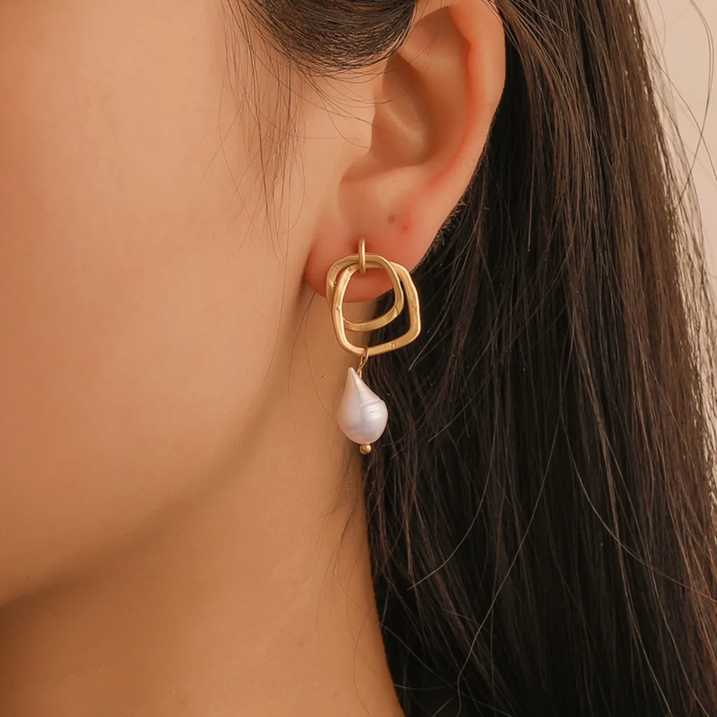 

Zerotime #P501 2019 NEW FASHION Hot Sale Irregular Shaped Beads Geometry Square Creative Earring Women's Jewelry Free Shipping