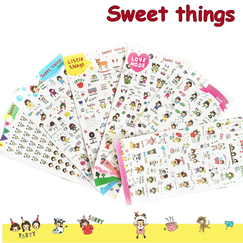 Caring story girl stickers - 6 pieces