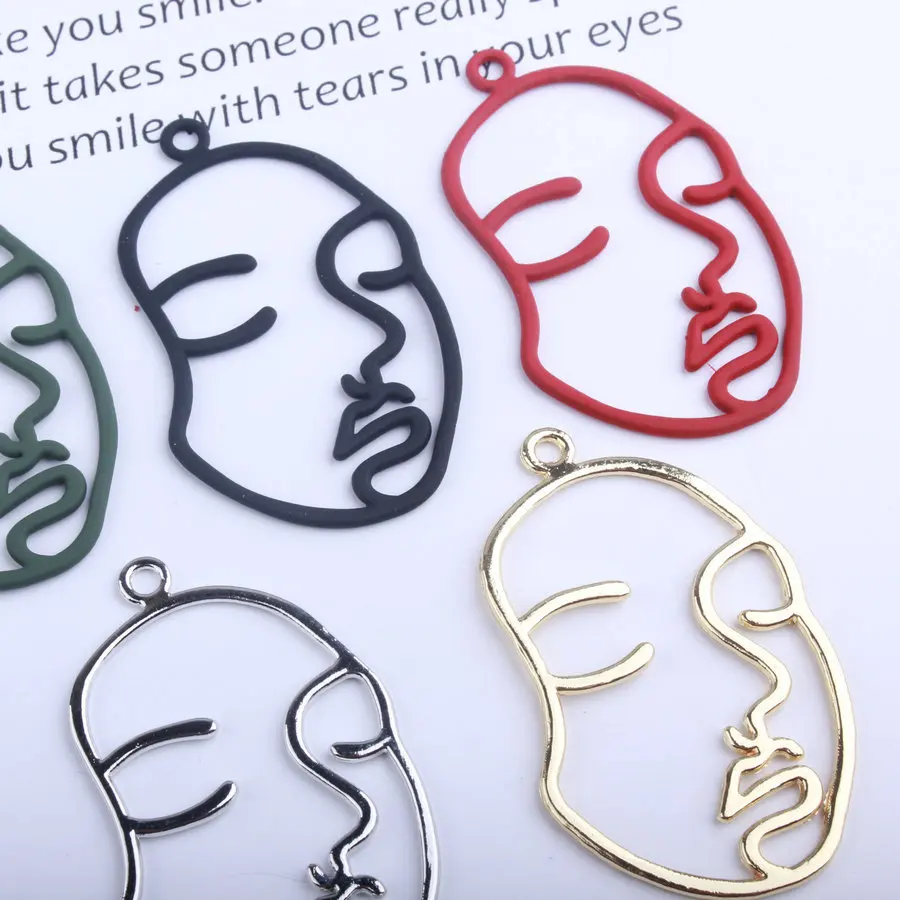 10Pcs/Lot 27*44mm Rubber Lacquer Hollow Face Charms Fit Jewelry Making Connector Diy Jewelry Findings Earrings Accessories 10Pcs/Lot 27*44mm Rubber Lacquer Hollow Face Charms Fit Jewelry Making Connector Diy Jewelry Findings Earrings Accessories