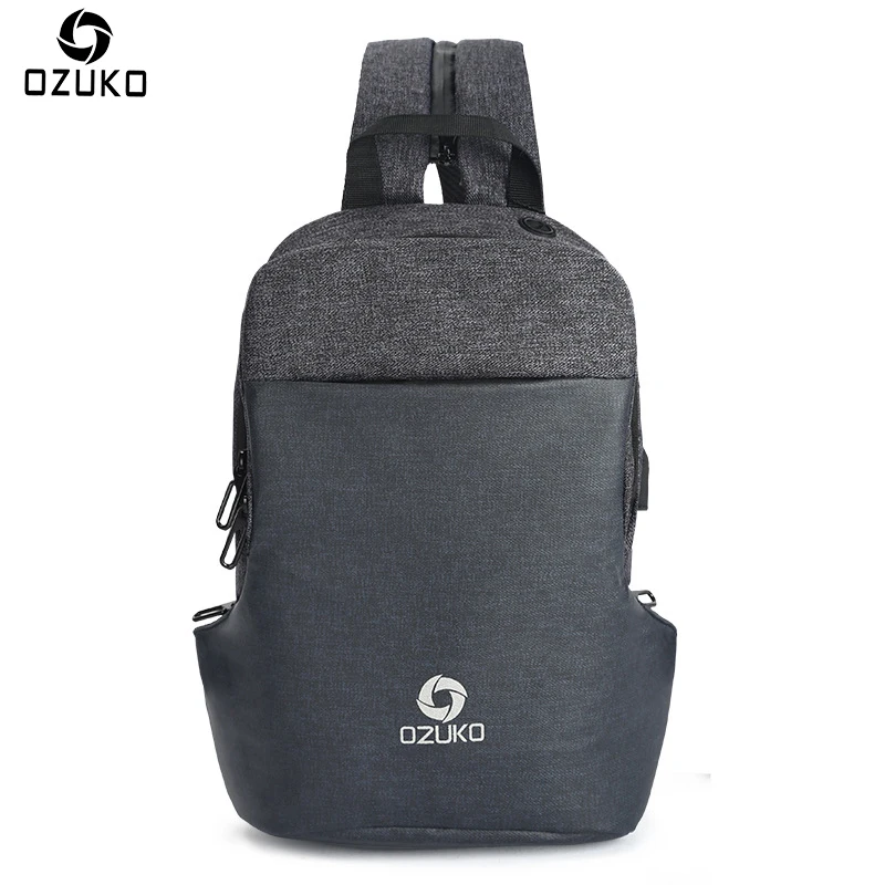 OZUKO новая многофункциональная нагрудная сумка для мужчин с USB зарядкой