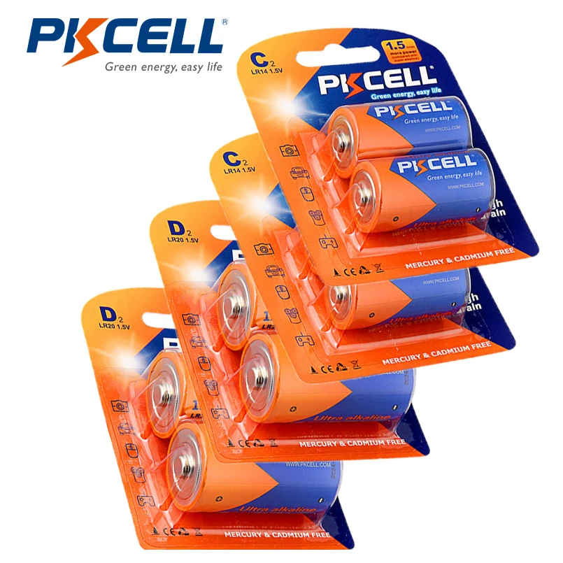 Buy PKCELL 2PK LR14 C+2PK LR20 D Alkaline Non