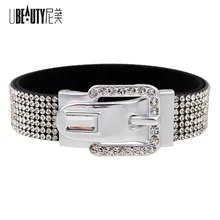 UBEAUTY Luxury Gold/Silver Plated Alloy Leather Crystal Bracelets Charm Rhinestone Bracelets For Women Jewelry Party accessories