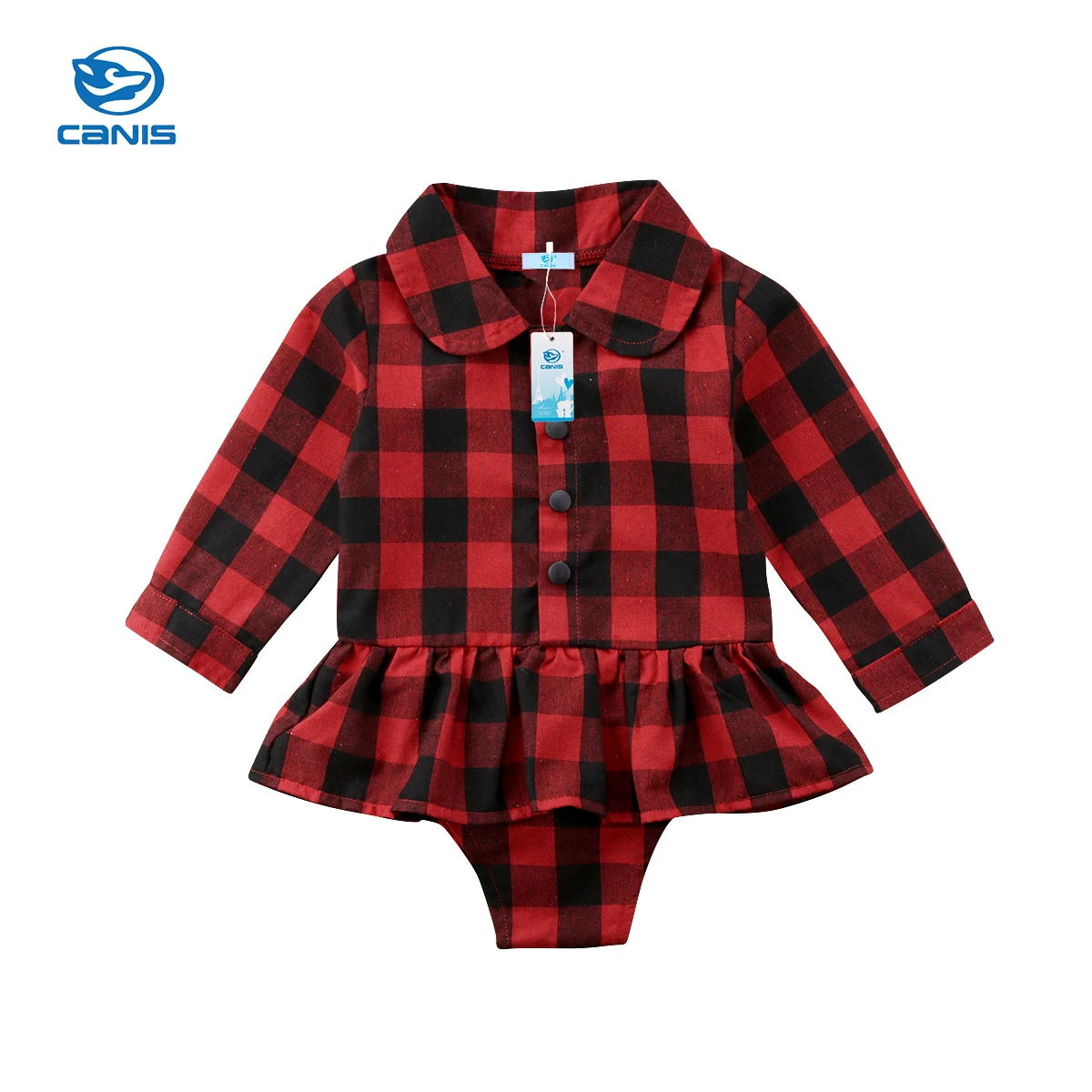 Милый, для новорожденных девочек, Красный Клетчатый хлопковый Повседневный обтягивающий костюм комбинезон платье топы; одежда на возраст