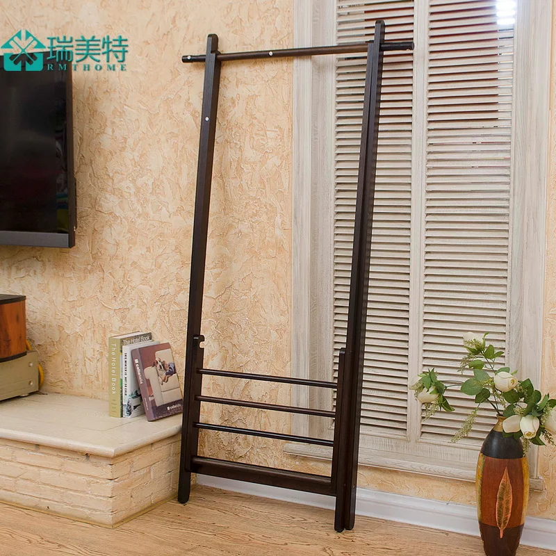 Rui US Teou style bedroom creative folding bamboo floor coat rack clothes rack hanger indoor multifunction