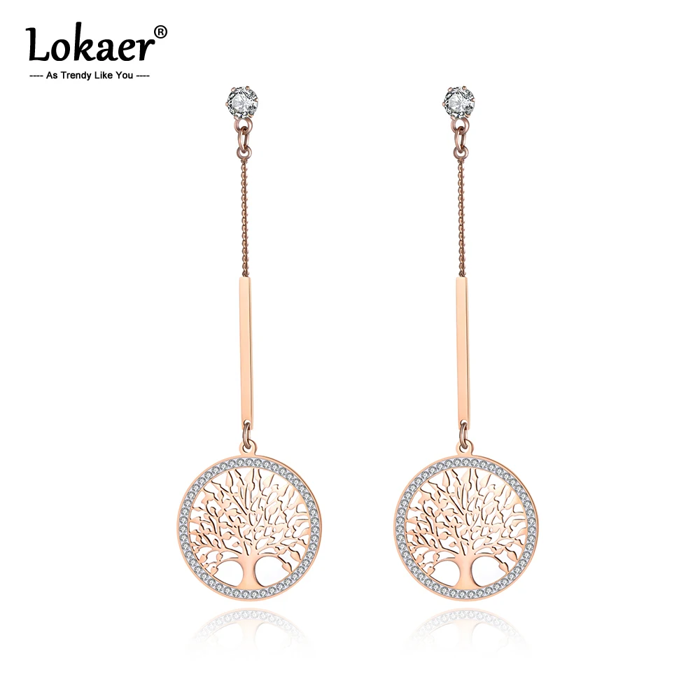

Lokaer Bohemia Stainless Steel Flowers Tree Tassel Earrings Jewelry Trendy Clay CZ Crystal Dangle Earrings For Women Girl E19123