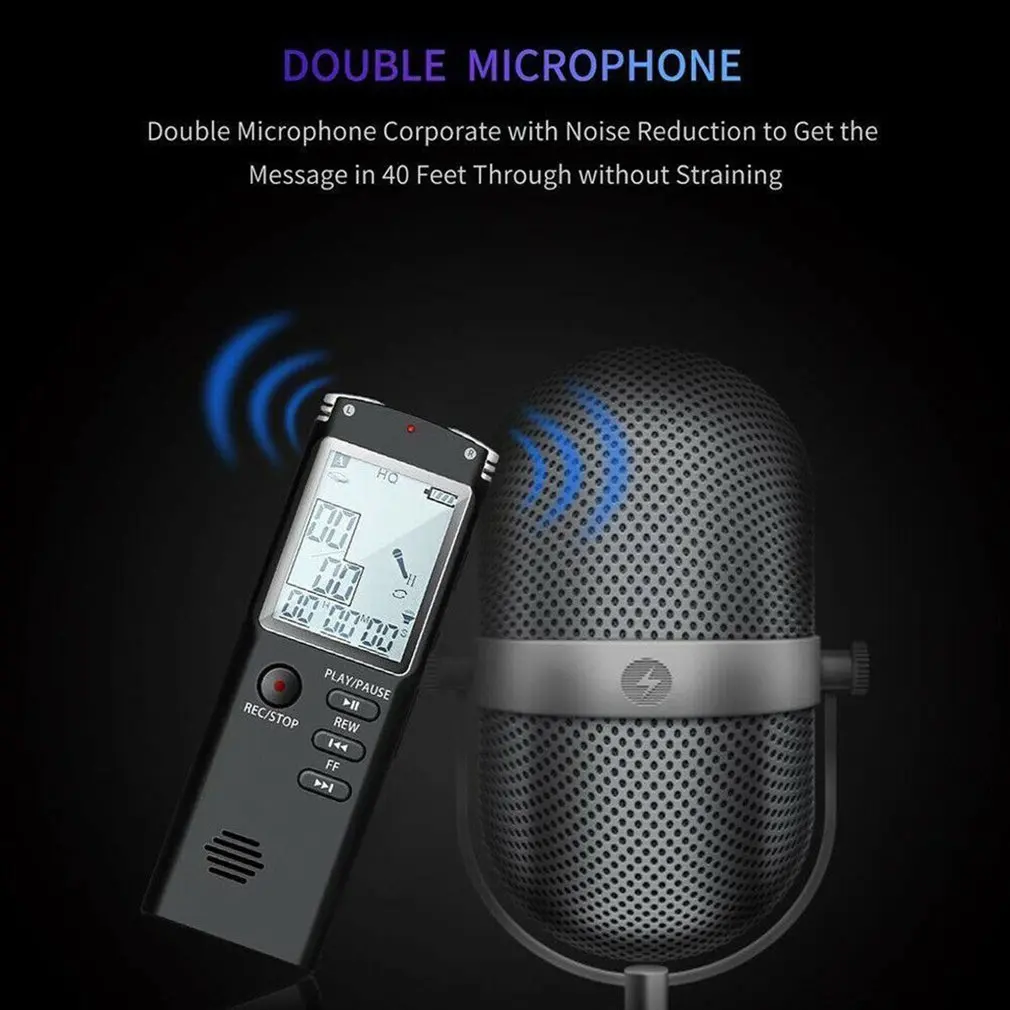 Голосовой активированный Мини цифровой звук аудио рекордер Диктофон MP3-плеер большой экран