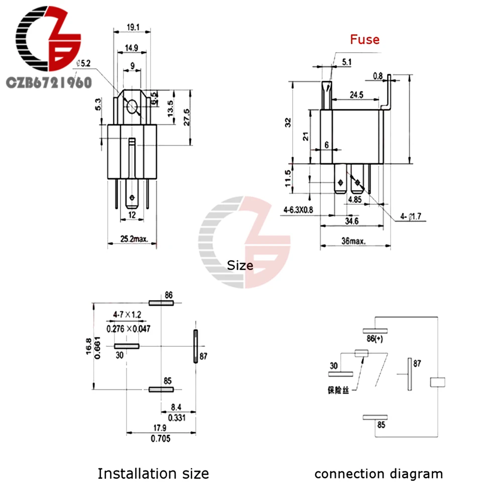Плавленое вкл/выкл автомобильное плавленое Реле DC 12V 30A 4 Pin P SPST Металл|fuse relay|relay