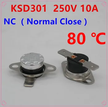 

10Pcs KSD301 80 Degrees Celsius 80 C Normal Close NC Temperature Controlled Switch Thermostat 250V 10A Thermal Protector