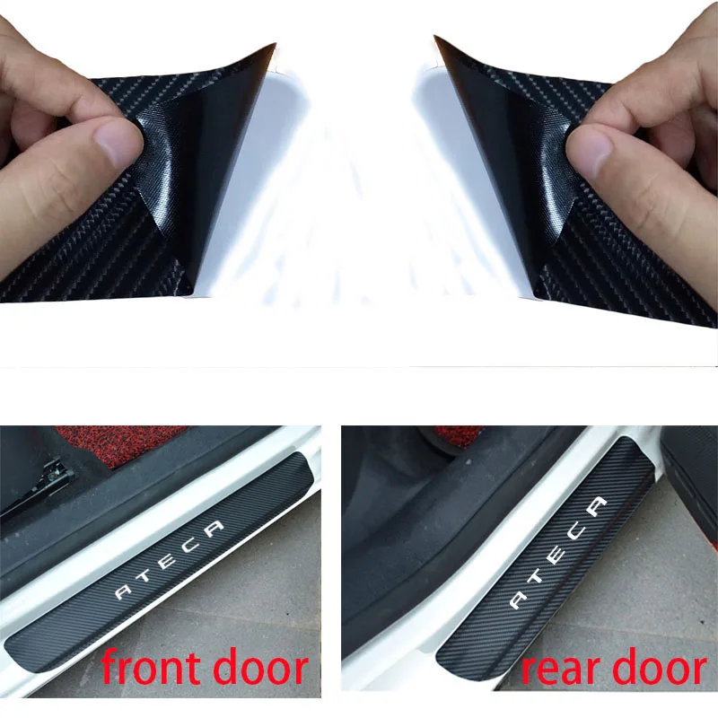 4 шт. виниловые накладки для порогов автомобиля из углеродного волокна наклейка для сиденья Ateca