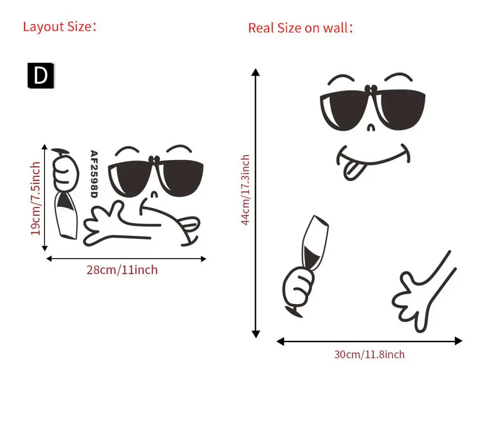 Забавная наклейка на холодильник со смайликом, креативный шкаф для украшения дома, Мультяшные солнцезащитные очки, наклейка на стенка холодильника со смайликом - Цвет: D