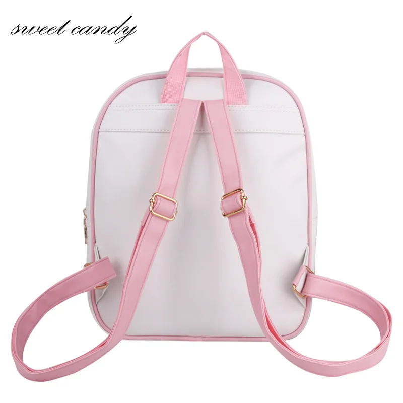 Летний рюкзак ярких цветов из искусственной кожи с прозрачными кошачьими ушками, женский рюкзак на молнии с цветами, повседневный рюкзак для девочек, школьная сумка на цепочке