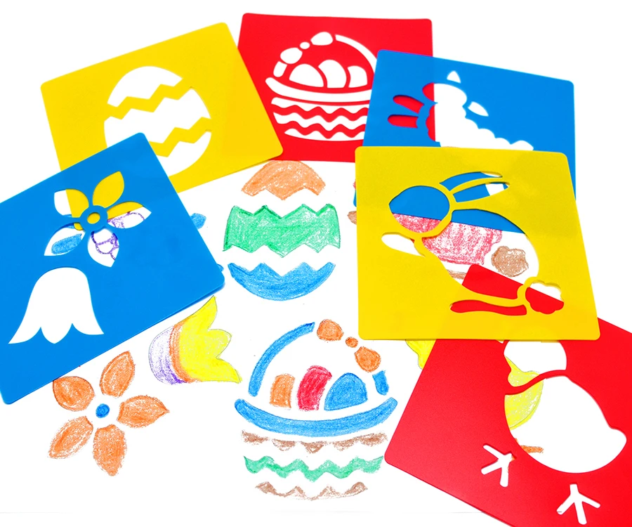 6 Designs\/set Washable Plastic Children's Drawing Template Board Set Toys Kids Stencils for 