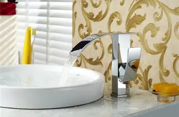 

New deisgn Chrome Finish Brass Deck Mounted Waterfall Bathroom Basin Faucet bath wash sink faucets kitchen taps mixer
