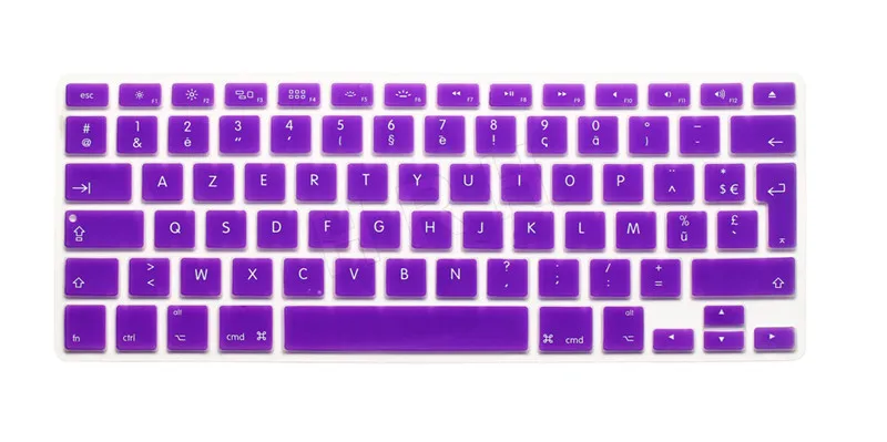 HRH Горячая AZERTY мягкий французский силиконовый чехол для клавиатуры для Mac Book Air Pro 13 1" 17" с дисплеем retina Версия ЕС - Цвет: Purple
