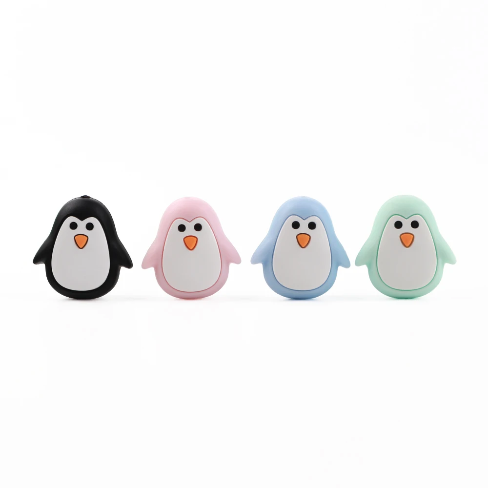 penguin-mix color 5 шт. Единорог силиконовые бусины прорезывания зубов BPA бесплатно DIY соску цепочки, бусы жевательный успокоитель манекен ребенка животного игрушка для прорезывающихся зубов с героями мультфильмов - Цвет: penguin-mix color