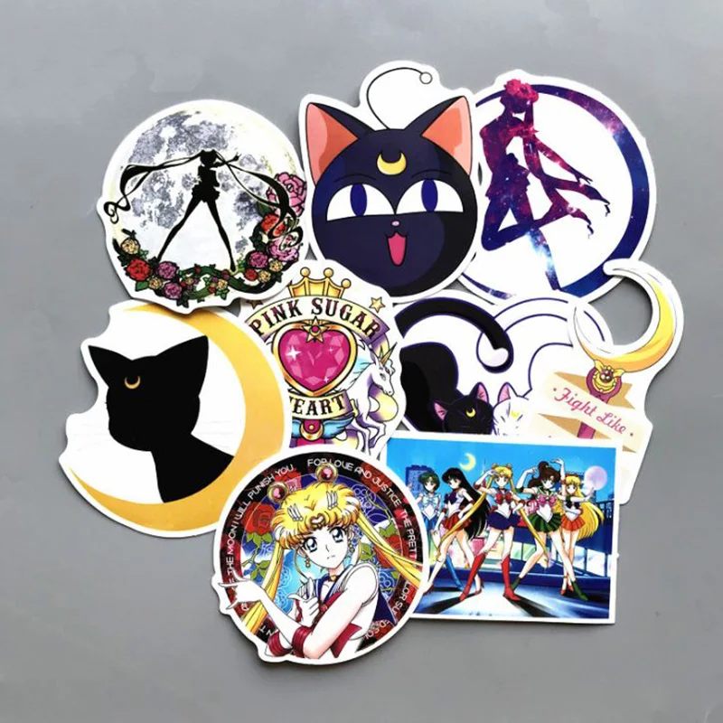 

9 pcs/set Hot sale Anime Sailor Moon Sticker Laptop Skateboard Bicycle waterproof Stickers