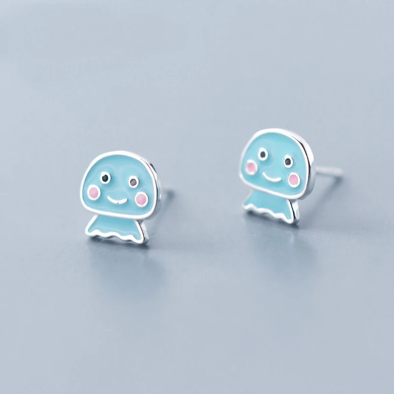 

MloveAcc Hot Sale 925 Sterling Silver Enamel Baby Octopus Stud Earrings for Girls Fashion Earrings Silver Jewelry