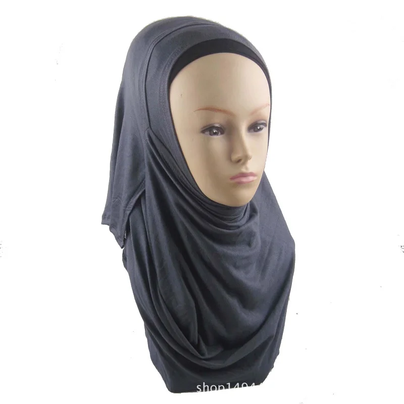 Высококачественный двойной Петля мгновенный хиджаб модальный хлопок Джерси исламский шарф шаль тюрбан женский головной платок капот готов носить 1 шт