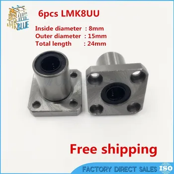 

6Pcs/Lot LMK8UU 8mm Square Flange Type Linear Motion Bearing Bushing Ball Bearing CNC Parts Brand New