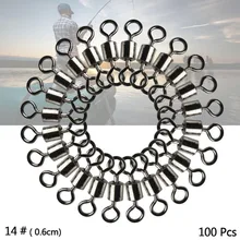 Новые Pro 100 шт. шариковый Вертлюг одноцветное кольцо рыбы линии разъем Rolling поворотный море Карп Рыбалка снасти инструменты разные размеры 14